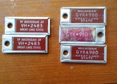 1969 Michigan Disabled American Veteran License Plate Key Tags Lot Of 5