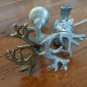 Vintage Silver-Tone Pewter Bird On A Limb Candlestick