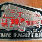 Vintage Fire Fighters Enamel Belt Buckle USA FIRE FIGHTERS Free Shipping