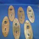 Nice Group Of 6 Copper Door Back Plates Fans With Beaded Edge 7 X 2-1/2 Inches