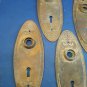 Nice Group Of 6 Copper Door Back Plates Fans With Beaded Edge 7 X 2-1/2 Inches