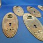 Nice Group Of 6 Copper Door Back Plates Fans With Beaded Edge 7 X 2-1/2 Inches