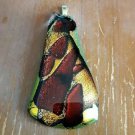 Beautiful 2005 P. Snyder Signed Art Glass And Gold Foil Pendant