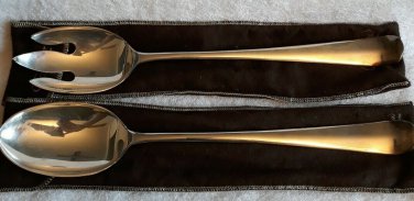Vintage GERITY Large 13" Silver Plate Serving Spoon And Fork Set G 48
