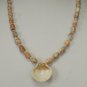 Calico Shell and Red Line Marble Necklace