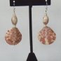 Calico Scallop Shell and Red Line Marble Earrings