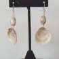 Calico Scallop Shell and Red Line Marble Earrings