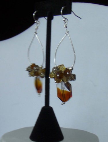Amber tri- Colored Glass Earrings