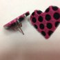 Pink Glitter Polka Dot Heart Earrings