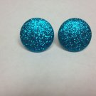 Blue Glitter Dot Earrings