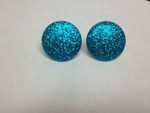 Blue Glitter Dot Earrings