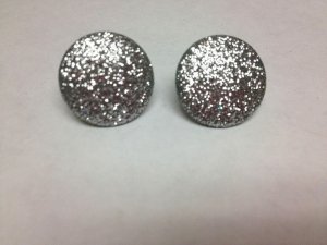 Silver Glitter Dot Earrings