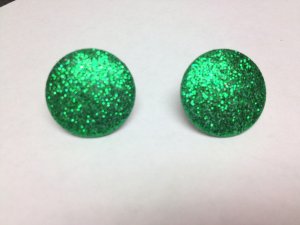 Green Glitter Dot Earrings