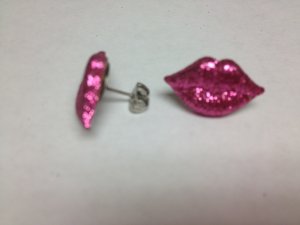 Pink Glitter Lips Earrings