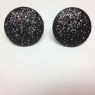 Black Glitter Dot Earrings