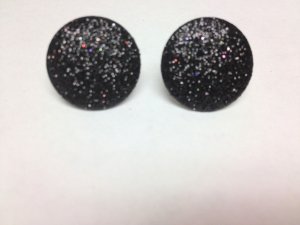 Black Glitter Dot Earrings