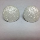 White Glitter Dot Earrings