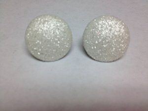 White Glitter Dot Earrings