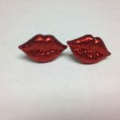 Red Glitter Lips Earrings