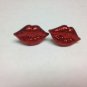 Red Glitter Lips Earrings