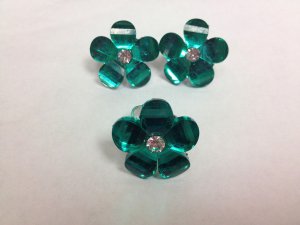 Green Flower Earrings/Ring Set