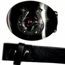 Horseshoe - Belt Buckle with Leather Black Belt