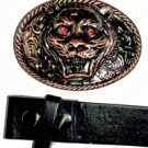 Lion Head - Belt Buckle with Leather Black Belt