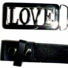 Love - Belt Buckle with Leather Black Belt