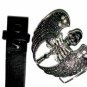Skeleton with Wings - Belt Buckle with Leather Black Belt