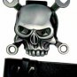 Skull - Belt Buckle with Leather Black Belt & Lighter