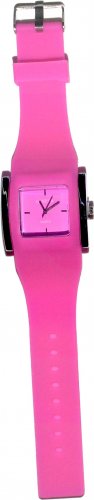 Geneva Square Face Silicone Gel Band Womens Watches - Pink