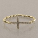 Simple Gold Beaded Cross Bracelet