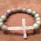 Rainbow Crystal Cross Bracelet