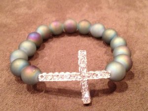 Rainbow Crystal Cross Bracelet