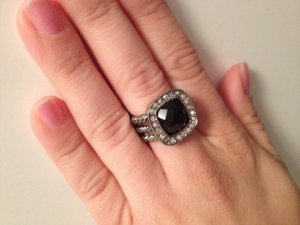 Designer Inspired Black/Silver Ring