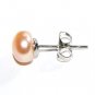 Freshwater Cultured Pearl Earrings Single Grade AA Peach Polished Stainless Steel Jewelry