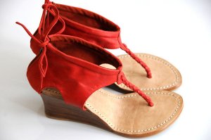 Aphrodite leather wedges hand made in Bali by ELF
