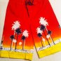 J.Khaki swim trunks, Red/Yllw/Black Palm Tree/Beach Design, Cargo Pocket Size M, New With Tags