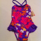 Girls St. Tropez Size 5 Floral Purple/ Orange/ Pink 1 Pc.