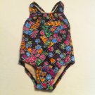 Girls 1 Pc. Speedo Size 4 Black/Multicolor Love and Peace Design