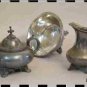Antique Silver Plate Creamer, Sugar, Serving Bowl Set