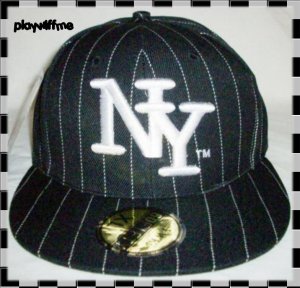 New York Fitted Embroidered Baseball Cap - Size Small