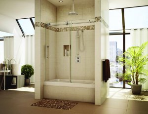 Brushed Stainless Steel Frameless Sliding Shower Door Hardware