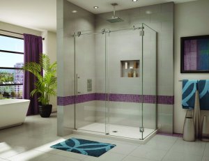 Brushed Stainless Steel Framelese Sliding Shower Door Hardware
