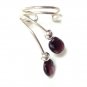 Garnet sterling ear cuff right ear