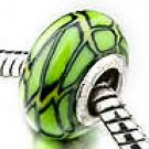 Green & Black Leaf Vein Polymer Clay Bead 048