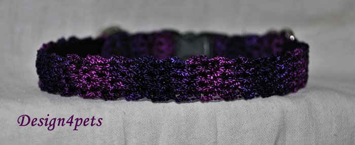 Shadow- Unique handmade purple crochet Cat collar - breakaway adjustable safety cat collar