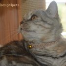 Ellie- Ultra soft - Breakaway adjustable golden glitter cat collar - unique handmade crochet design