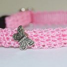 Butterfly- Unique handmade crochet Cat collar - pink breakaway adjustable safety cat collar