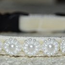 Pearl- Unique handmade breakaway cat collar - cream velvet cat collar